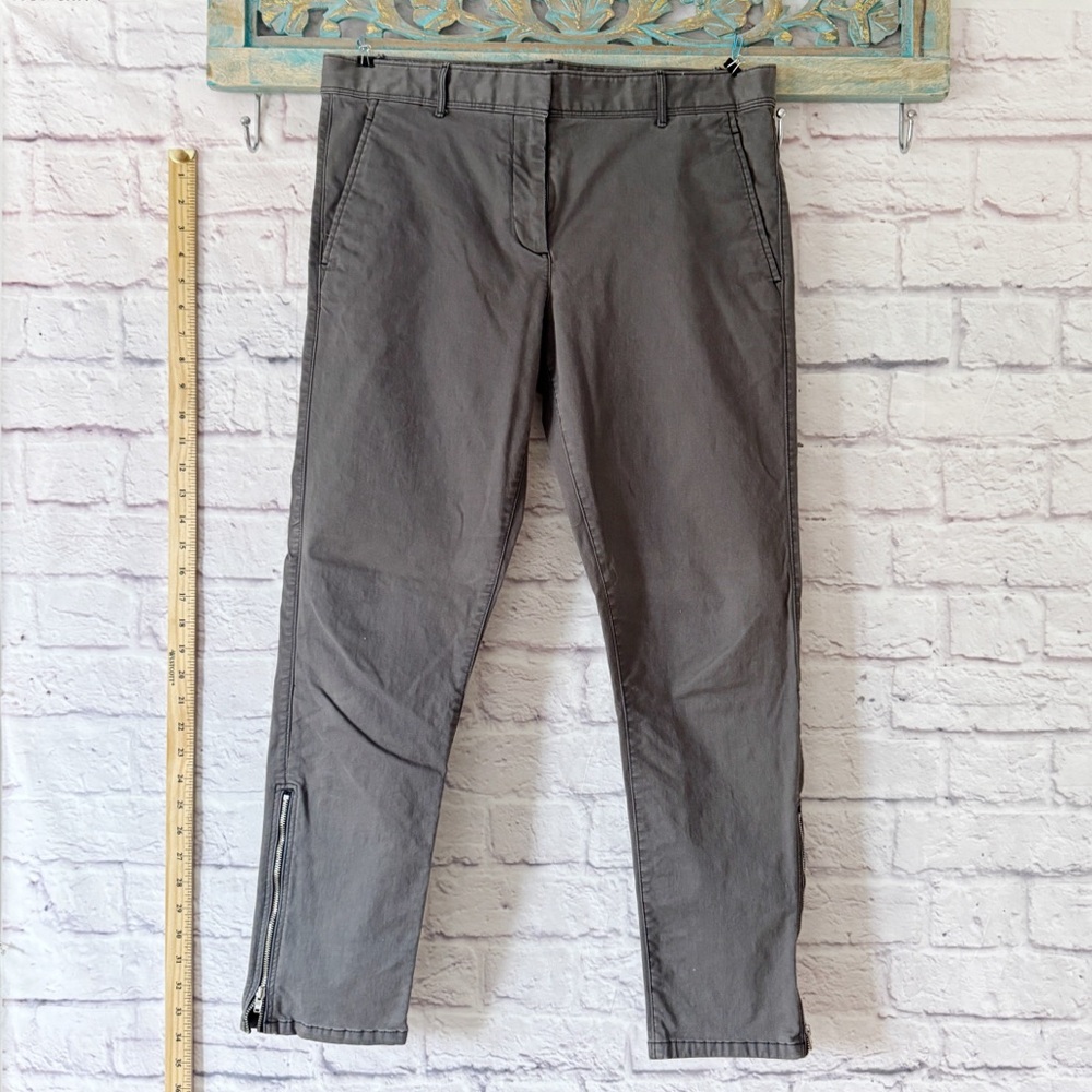 GAP Skinny Mini Khakis Gray Cropped Ankle Zipper Pants Slim Fit Cotton Spandex